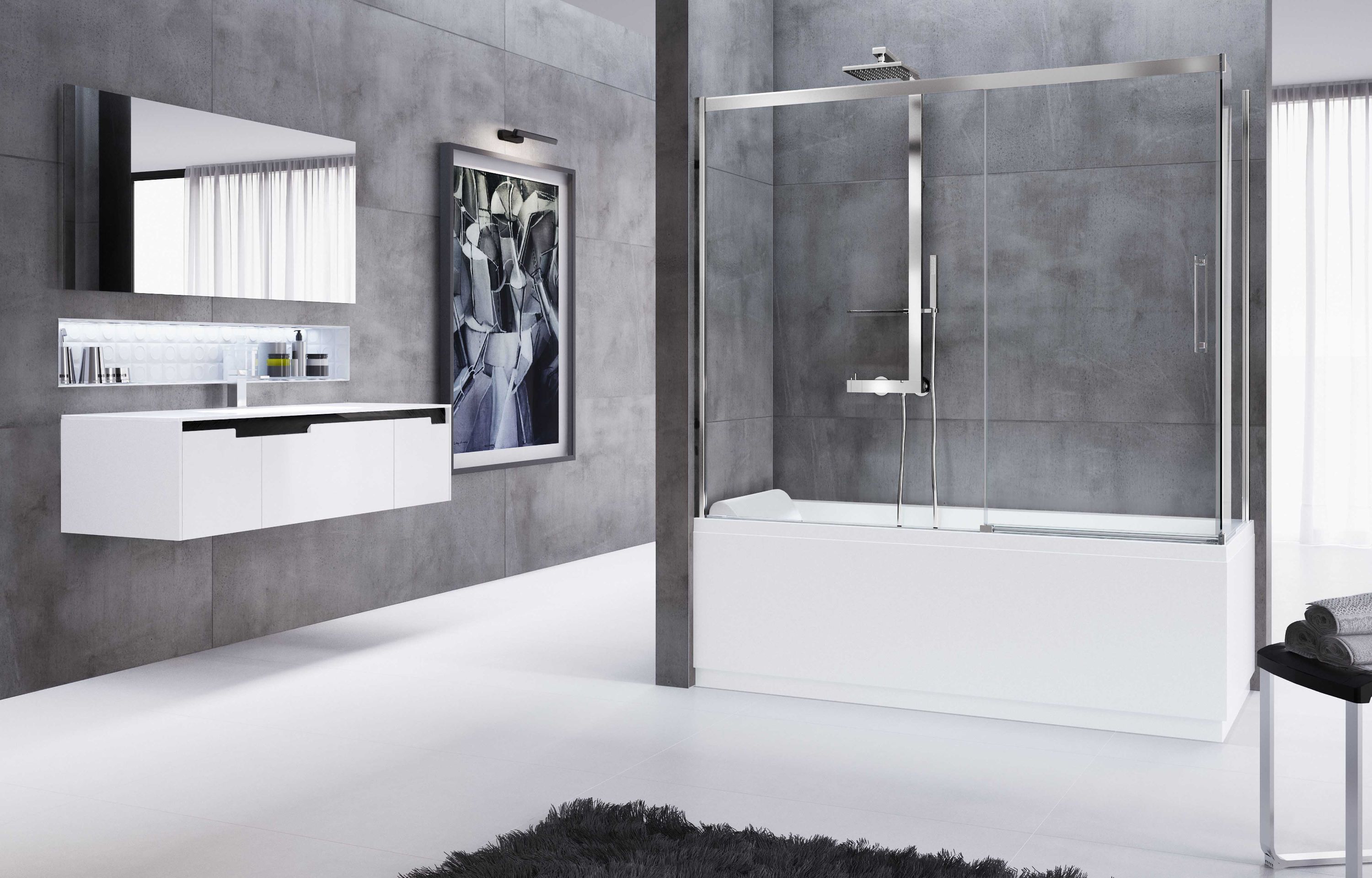 Bath screen - Rose Rosse PHV+F